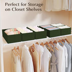 DIMJ Drawer Organizers Clothes, Set of 16 Dresser Organizer Bins, Fabric Closet Organizers and Storage, Shallow Drawer Dividers for Nursery, Clothing, Baby Clothes, Socks, Underwears, Tie (Green) - Image 4