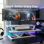 VERSADESK PowerPro 40 Inch Electric Standing Desk Converter – Push-Button Height Adjustable Sit to Stand Desk Riser for Triple Monitors & Laptop – Motorized Desktop Workstation with Wide Keyboard Tray - Image 6