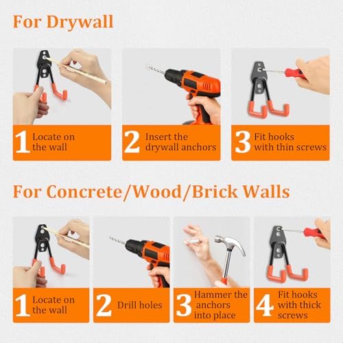 Housolution Steel Garage Hooks - 30Pack Anti-Slip Coating, Orange - Image 6