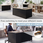 Tegeme 108" Under Desk Privacy Panel Self Adhesive Desk Curtain Skirt Black - Image 3