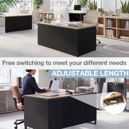 Tegeme 108" Under Desk Privacy Panel Self Adhesive Desk Curtain Skirt Black - Image 3