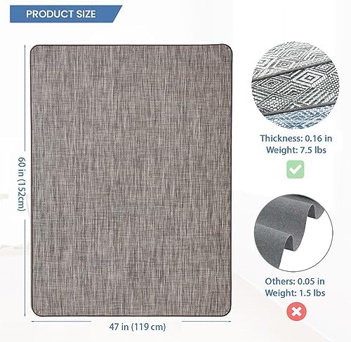 Chair Mat for Hardwood & Tile Floor, 47" x 60" Heavy Duty Office Chair Mat for Rolling Chairs, Anti Slip, Non-Curve, Floor Protector for Home Office, Heathered Gray - Image 2