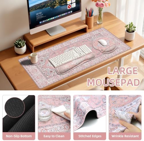 Mousepad Set，Keyboard Mat+Wrist Support Mouse Pad+Wrist Rest Pad+Coaster - Image 5