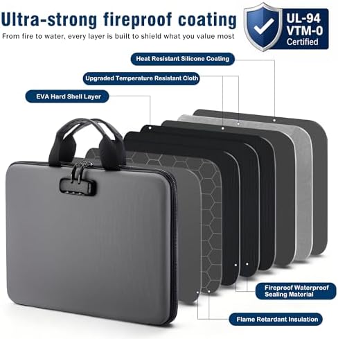 EXLIFBAG Fireproof Document Box with Lock, 13 Pocket Accordion File Folder - Image 3