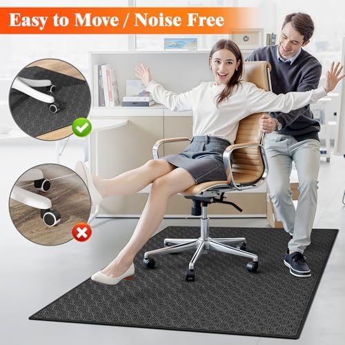 KMAT Office Chair Mat, 36x48in Heavy Duty Hardwood/Tile Floor Protector, Floor Mat Computer Desk Mat for Rolling Chairs, Work, Study, Office, Black - Image 4