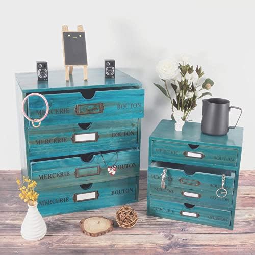Small Wooden Drawers Wooden Box with Drawer Blue - Image 6