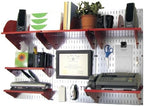 Wall Control Office Organizer Unit Wall Mounted Office Desk Storage and Organization Kit Metallic Slotted Wallboards and Red Accessories by Wall+Control