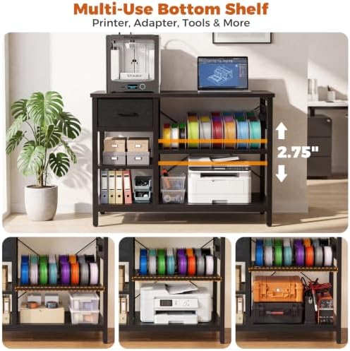 Homieasy 3D Printer Stand with Filament Storage, 39.4" x 23" top, Black - Image 5
