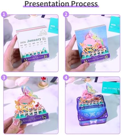 3D Memo Pad, 3D Calendar 2027, Time Piece Calendar, Tear-Off Calendars 2027, 3D Paper Carving Art Memo Pad, Art Carving Sticky Notes for Office Home Gifts Ornaments (Butterfly Loves Flower) - Image 3