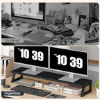 HOOBRO Dual Monitor Stand Riser, 39 Inch Large Computer Monitor Stand for 2 Monitors, Computer Monitor Riser, Desk Shelf Organizer for Office Desk, Accessories, Black BB121CJ01 - Image 7