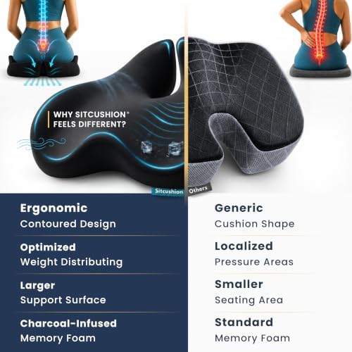 Cooling Seat Cushion for Tailbone Pain Relief, X Large Office Chair Cushion - Image 5