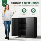 Letaya Metal Storage Cabinets with Lock, Small Locker Steel Cabinets, Adjustable Shelves 2 Doors for Home,Office, Warehouse,Garage(Black-36) - Image 3