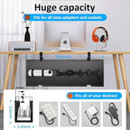 Under Desk Cable Management Tray - Under Desk Cord Management - Clamp/Screw Mount - Fabric Wire Management - Cable Raceways Tray Cord Hiders for Office/Home (Black, 35.8"×5.6") - Image 2