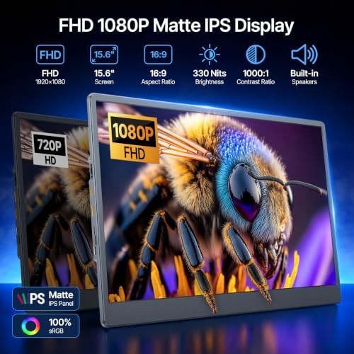 Laptop Screen Extender 15.6", 5 Modes & Detachable Slim Portable Monitor - Image 3