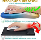Hokafenle 2 in 1 Ergonomic Mouse Pad Wrist Support & Wrist Rest for Computer Keyboard Set, with Relieve Carpal Tunnel Pain Massage Bulge and Full Memory Gel Design (2In1 Set, Morning Sky) - Image 5