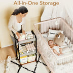 BBLIKE Diaper Caddy Organizer, Baby Cart with Basket and Side Pockets - Image 3