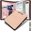 Leather Padfolio Portfolio with Clipboard Storage, Removable 3 Ring Binder 1 Inch Zipper Binder, Document Organizer for Women Men with Notepad, 5 Pocket Dividers, Pen Holder, Rose Gold by KLLVE