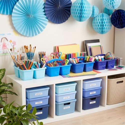 Kathfly 12 Pack Classroom Caddy Organizer with Handle Bulk, Blue - Image 2