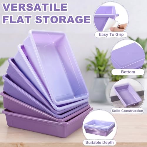 Novabright 6 Pack Purple Letter Size Flat Storage Organizer Trays Bins - Image 3