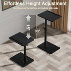 YUHFERA Sofa Armrest Tray Table for Couch - 360° Swivel Height Adjustable End for Small Spaces, Snack Side Table for Bed or Chair with Phone & Tablet Slot (Black,Standard) - Image 6