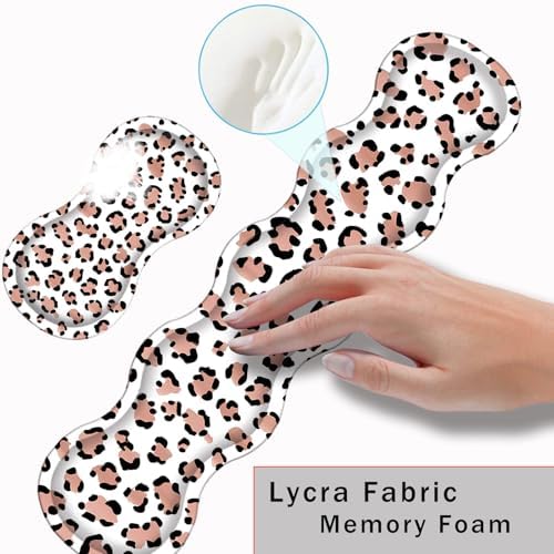 Keyboard Wrist Rest and Mouse Pad with Wrist Support Set Ergonomic Coaster,Memory Foam,Easy Typing Pain Relief,Large XL Desk Mat 31.5"x 11.8",Leopard Print - Image 5