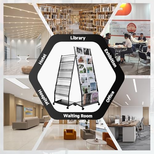 Floor-Standing Magazine Rack 6-Layer with Wheels, Brochure Display Stand for Exhibitions, Office, and Any Organization Requiring Information Display - Image 7