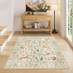 DUKINO 4x4 Square Area Rug, Washable Animal Rug for Entryway, Beige - Image 3