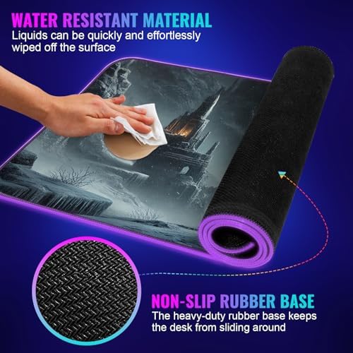 Gaming Mouse Pad - Desk Mat Gaming Mouse Pad, 90x40 Medium Extra Large Extended Big Long Huge XL XXL and XXXL RGB LED Light Mousepad for a Computer, PC Mats Mousepads Frostblade Warrior - Image 2