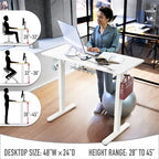 SHW 48-Inch Electric Height Adjustable Standing Desk w/Drawer, White - Image 6