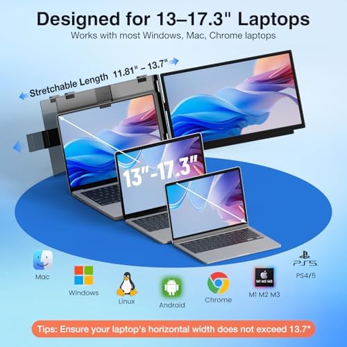 FLYTOCCA Laptop Screen Extender, 15.6" 1080P FHD IPS Display, Detachable Second Monitor Supports Vertical Mount, Plug & Play, Laptop Monitor Extender for 13"-17.3" Laptops, Windows, Mac, Chrome - Image 4
