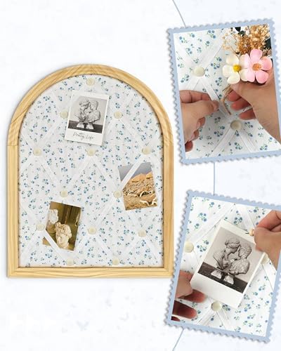 Floral Fabric Bulletin Board with White Criss-Cross Ribbons - Image 3