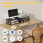 Ekisemio 2-Pack 2-Tier Monitor Stand Riser with Drawer, Metal Computer Desk Organizer for Home Office, Black - Image 4