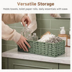 StorageWorks Wicker Toilet Paper Basket for Sage Green Bathroom Decor - Image 2