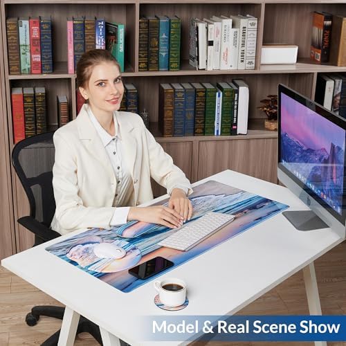 Desk Mat Set Keyboard and Mouse Pad with Wrist Rest Support - Image 2