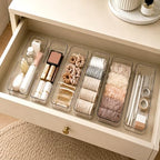 15 Pcs Plastic Clear Drawer Organizer, 10×3.3×2inch Desk Drawers Divider Storage Bins, Stackable Rectangle Drawer Trays, for Office Desk Bathroom Makeup Jewelry Kitchen Utensils - Image 4