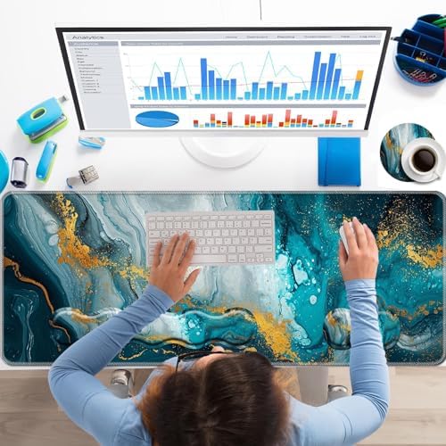 Keyboard Wrist Rest+Mouse Wrist Pad+Desk Pad Set,Memory Foam Ergonomic Easy Typing Pain Relief for Computer Laptop Office Home - Marble - Image 2