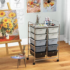 Giantex 10 Drawers Rolling Cart, Classroom Organizers, Storage Cart with Wheels, for Teacher Office Home School Supplies Tool Craft Art Paper, Gray Gradient - Image 4