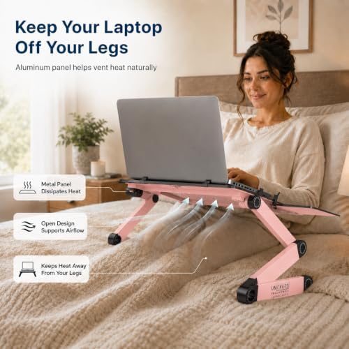 Uncaged Ergonomics Adjustable Laptop Stand for Desk, Cooling Riser (Pink) - Image 5