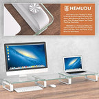 Hemudu Dual Monitor Stand, Computer Monitor Stand, Desktop Organizer, Monitor Stand Riser for PC, Computer, Laptop Clear HD02T-301 - Image 2