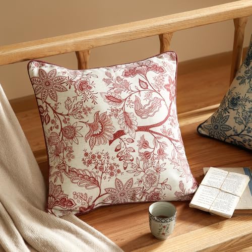 ISAENNE Designer Linen Square Throw Pillow Cover,Set of 2,18"x18"-Ruyi A - Image 3