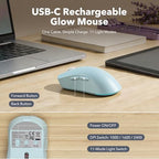 Wireless Keyboard and Mouse Combo, Backlit Round Keycaps, Glowing Blue - Image 6