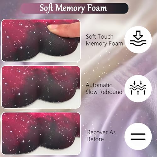 Cloud Mouse Pad Keyboard Wrist Rest 4PCS Extended Large Galaxy Desk Mat Pad Set Memory Foam Non-Slip Cute Ergonomic Gaming Mouse Pad Wrist Support for Computer Laptop Home Office Black Pink - Image 3