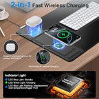 Wireless Charging Mouse Pad with Foldable Phone Holder, 31.5"x15.8", Black - Image 2
