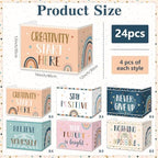 24 PCS Bulk Privacy Shields for Student Desk Motivational Words Desk Privacy Shield Rainbow Testing Dividers Boho Study Boards Panel Partition Folders for Back to School Classroom Teacher Supplies - Image 2