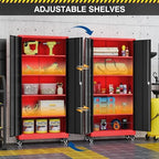 Fesbos Metal Rolling Storage Cabinet-74.6” Tall Steel File Cabinets with Wheels Lockable Doors and Adjustable Shelves-Black & Red Steel Storage Cabinet for Home, School, Office, Garage - Image 4