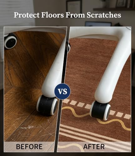 chakme Office Chair Mat for Hardwood Floor, 48"x36" (Brown Scalloped) - Image 4