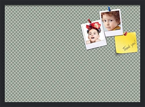 PinPix 28x20 inch Cork Bulletin Board. This Decorative Framed Pin Board Comes with Diamond Pattern in Nile Green Design and Satin Black. Ideal for Home, Office Decor or School (PinPix-380) by PinPixBulletinBoards