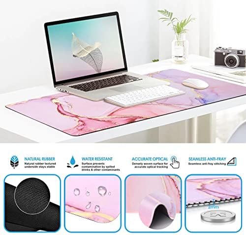 iCasso Glitter Marble Computer Mat 35.4"x15.7", Table Mat for Gaming - Image 6