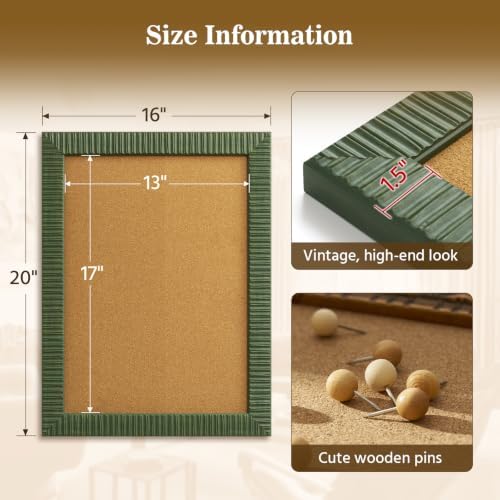 16x20 Boho Decorative Bulletin Board for Home Office Wall Decor,Sage Green - Image 5