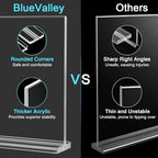 BlueValley Acrylic Sign Holder 5x7 Vertical – 12 Pack Double Sided Clear Plastic Display Stand for Table Menu, Flyer, Photo, Document – Standing Desktop Frame for Office, Retail, Home, Commercial Use - Image 6